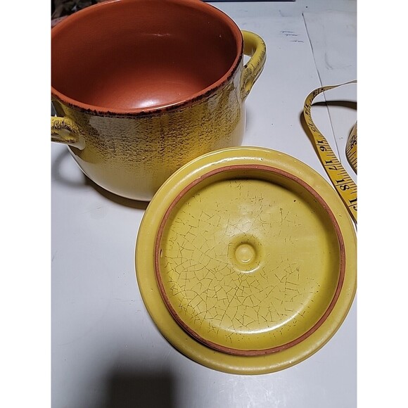 Vintage De Silva Pottery Yellow Terra Cotta Covered Stew/soup Serving Dish Italy - Picture 11 of 11